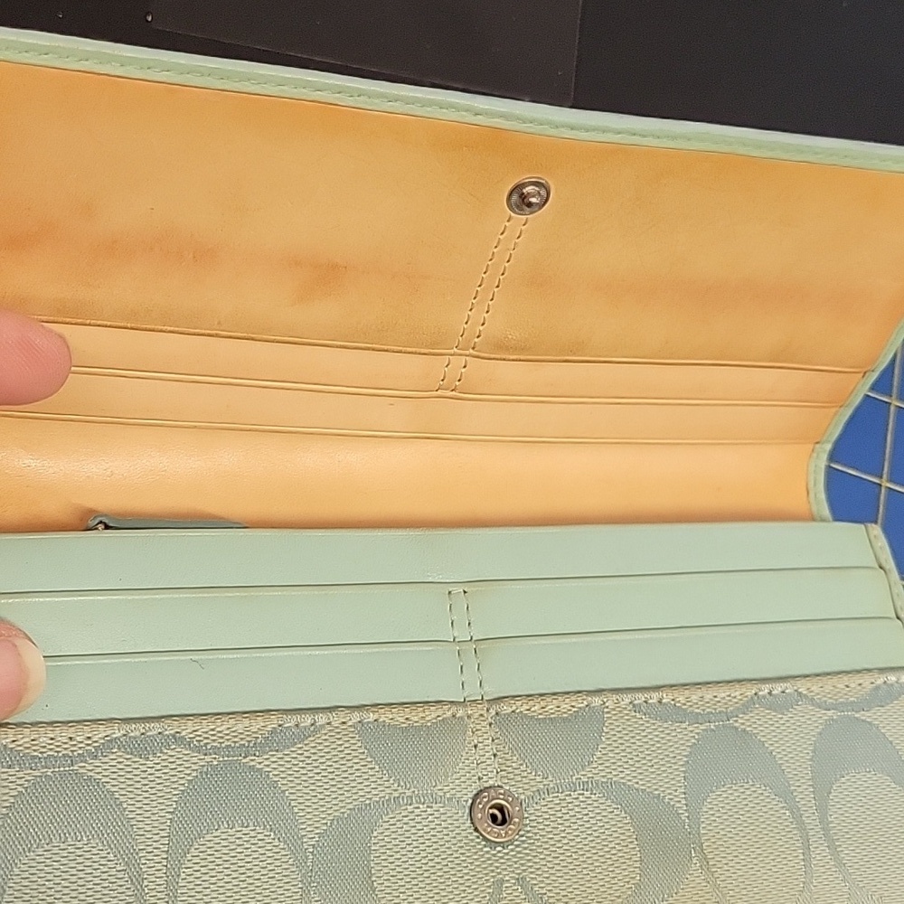Coach Blue Suede Accent Wallet 12.5 X 4" - Picture 7 of 15
